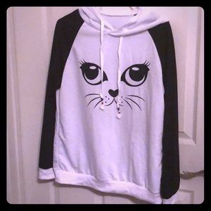 Cat themed hoodie with ears on hood.
